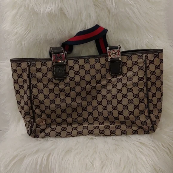 Authentic Gucci GG Monogram Supreme Sherry Web Pop Tote Bag - Picture 3 of 11